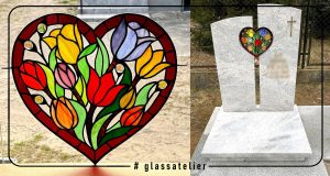nagrobek serce i tulipany